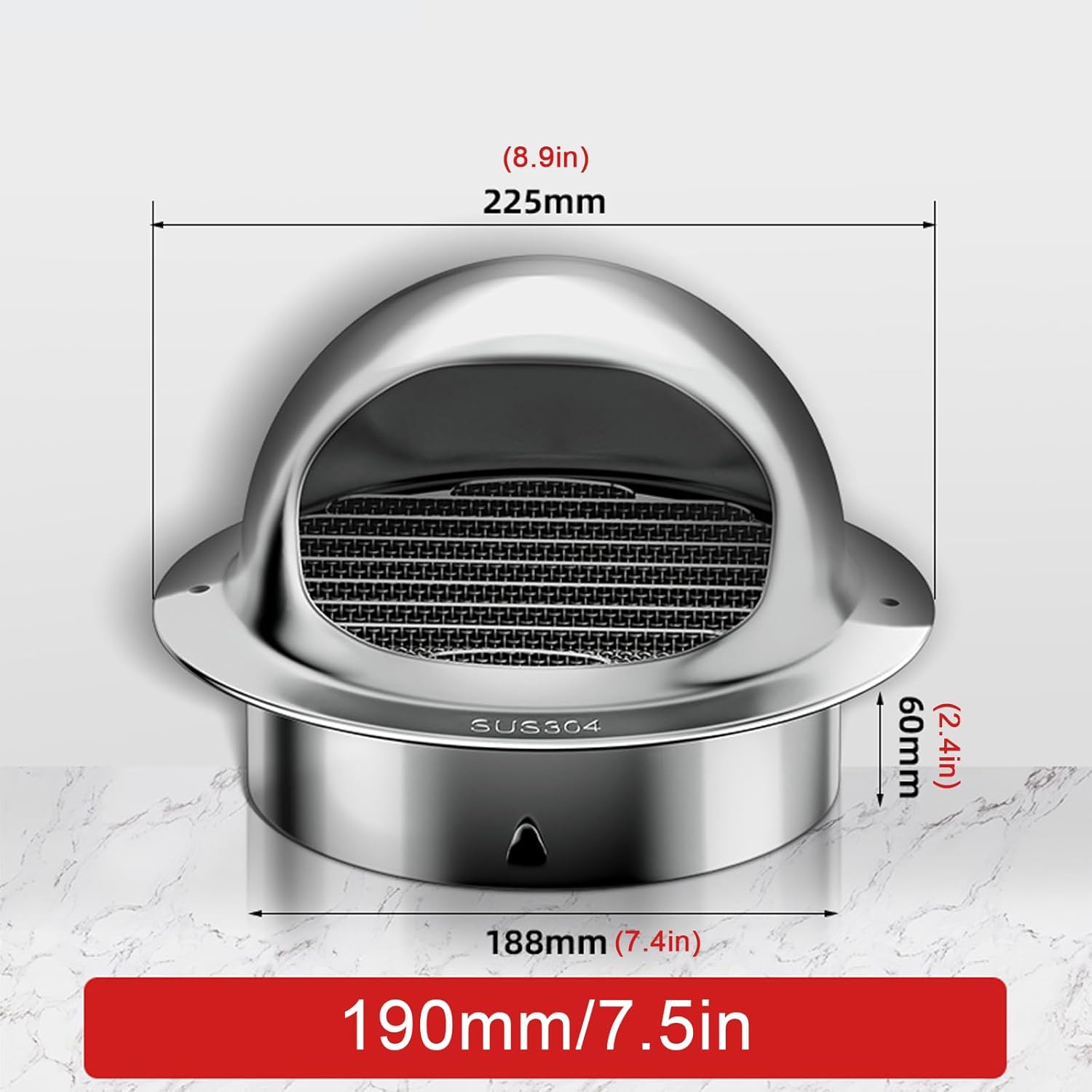 KDDEON 304 Stainless Steel Ventilation Chimney Cowl,Exhaust Pipe