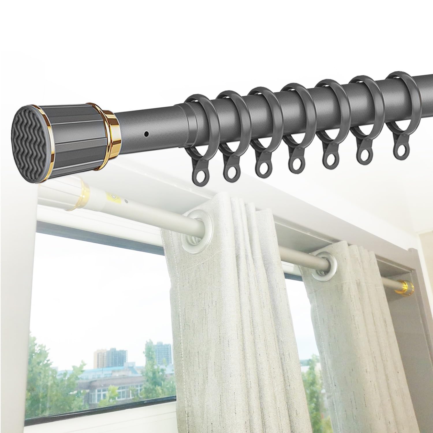 Asta espandibile da 38 a 400 cm per porte, docce, divisori e armadi, include un set di supporto per canna, grigio slish h