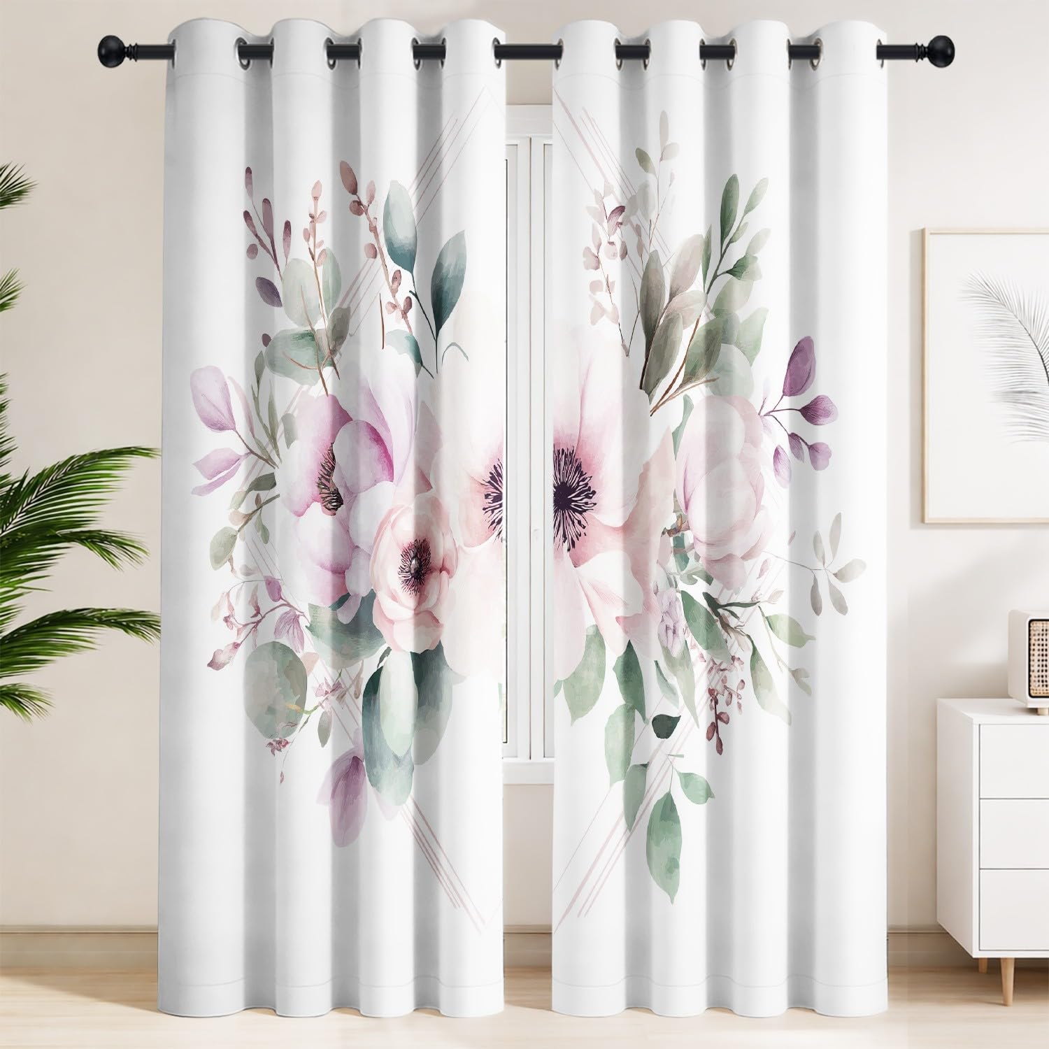 Rideaux isolants thermiques lilas et rose lot de 2 panneaux pour salon et chambre
