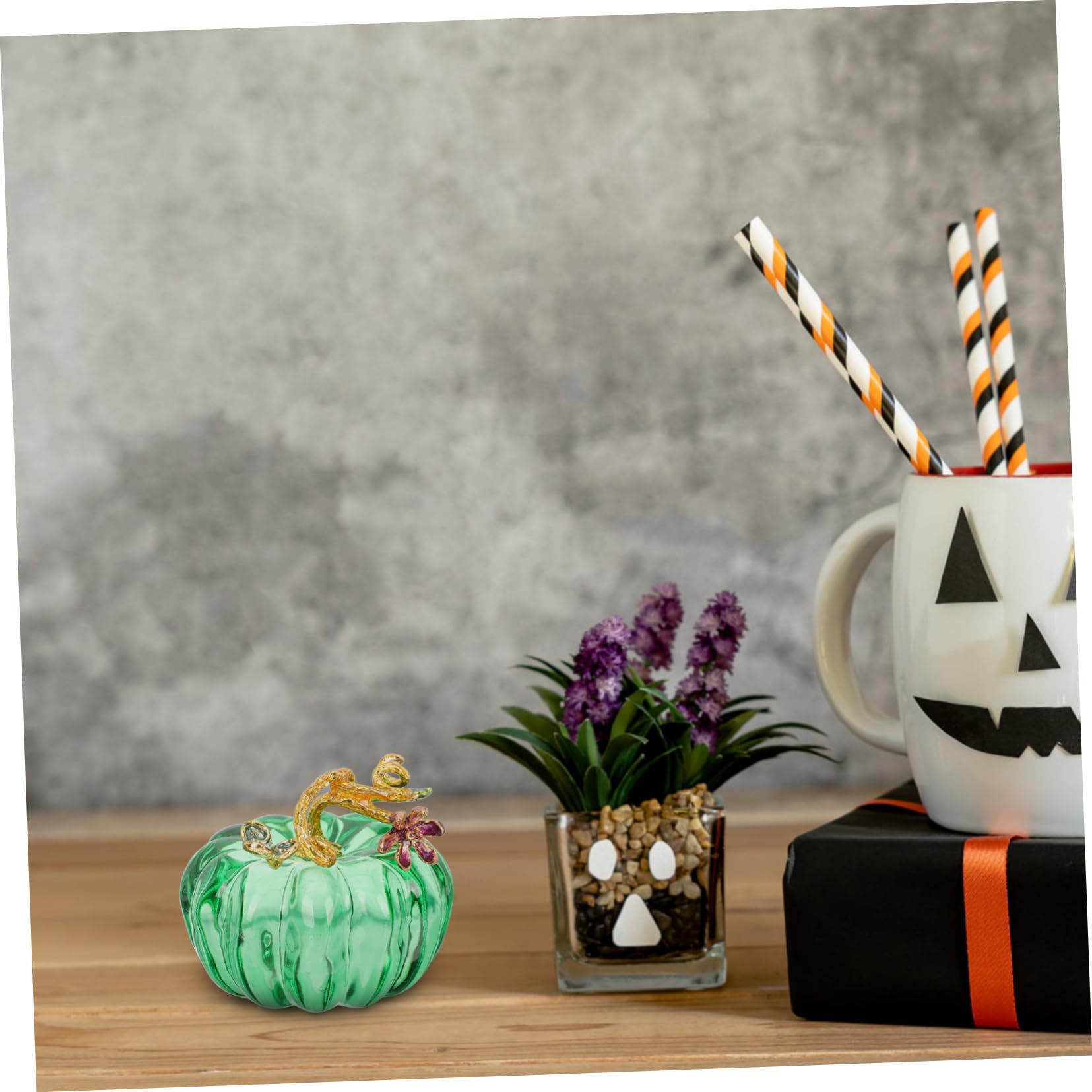 Ciieeo 4 Stück Kürbis-Ornamente Dekorative Kürbisstatue Kleines Handwerk Thanksgiving Ernten Minifiguren Mini-Laternen Dekorativ Gedrungener - Kristall