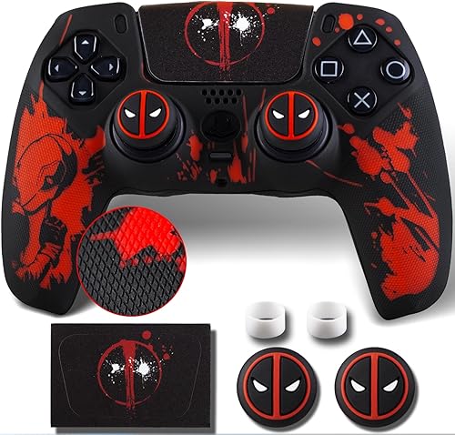 Miniatura 1 de Funda de silicona antideslizante para controlador PS5 con tapas para pulgar x 2 y pegatina x 1 (Depool) 1,3,4,5,2,6