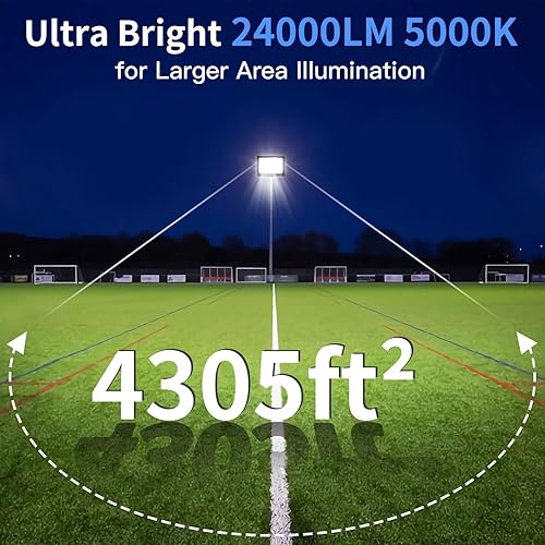 Miniatura 2 de Luz de inundación LED de 200 W para exteriores con enchufe+cable de 10 pies, luces de seguridad superbrillantes de 24000 lúmenes, luz de trabajo LED