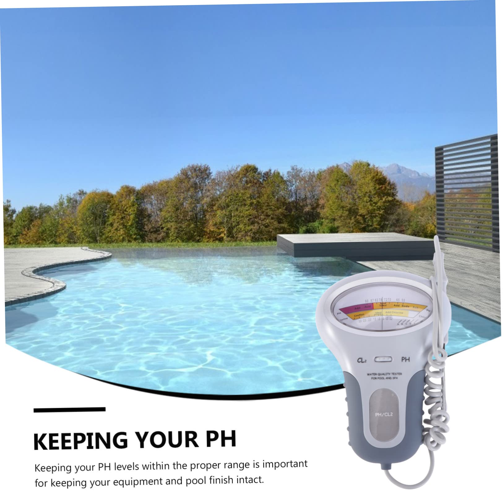 Medidor de Calidad del Agua para Piscinas y Spas, Medidor Portátil de Ph y Cloro Cl2 Material Plástico Blanco para Monitoreo Rutinario en Diferentes Fuentes de Agua