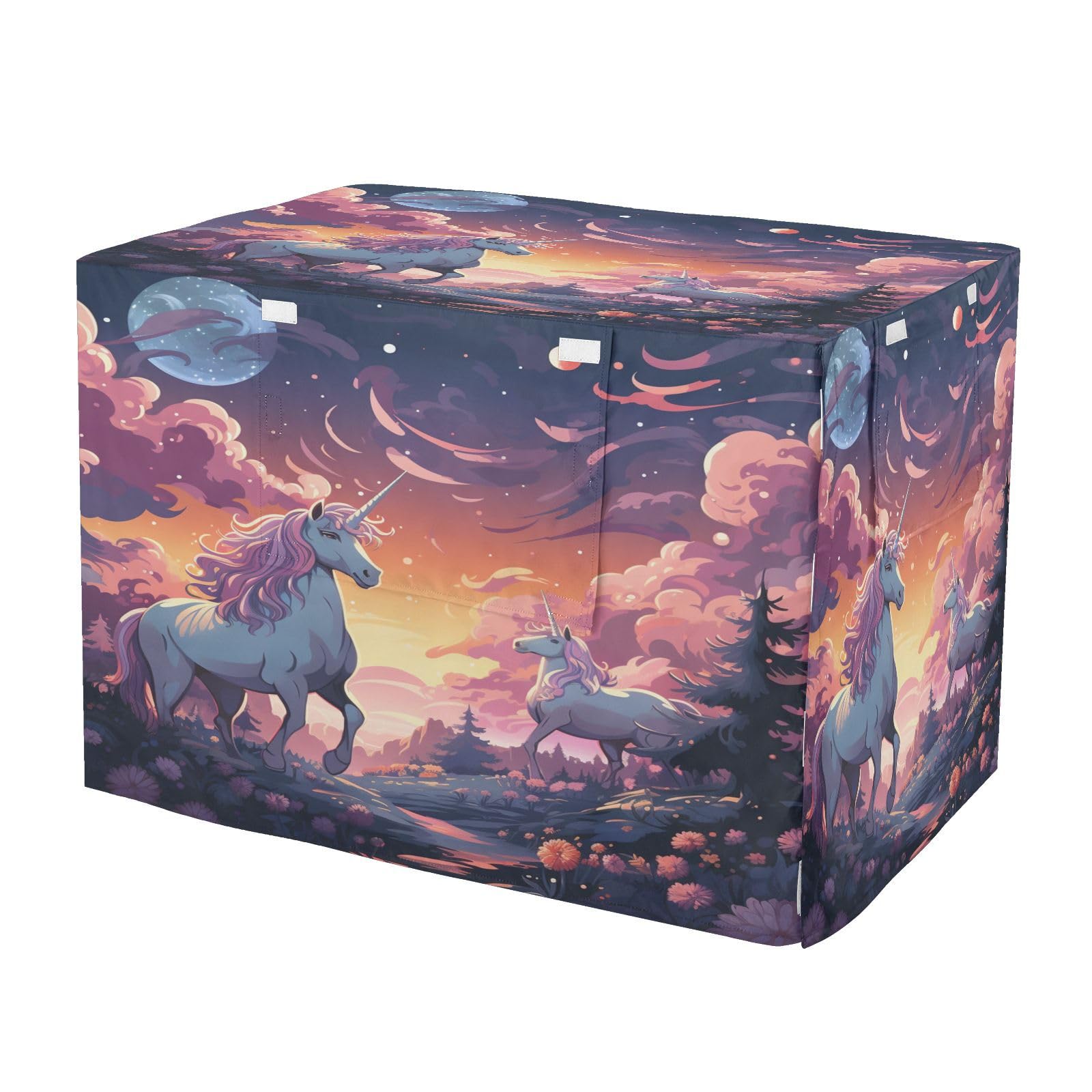 KAAVIYO Cute Unicorns Purple Moon Dog Cat Crate Cover,Waterproof Pet Kennel Covers for Animals Cages Indoor Outdoor