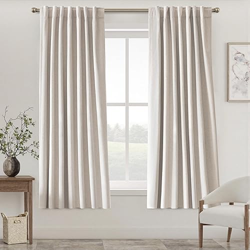Miniatura 46 de UHITECH Cortinas Opacas de Lino Natural para Sala de Estar/Dormitorio Ventana Pequeña 54 Pulgadas de Largo Juego de 2 Paneles Cortina Opaca Pestaña