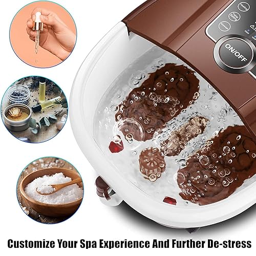 Miniatura 7 de Ovitus Masajeador de baño de pies con calor, control de temperamento, caja de medicamentos, bolas de masaje Shiatsu motorizadas, luz roja y