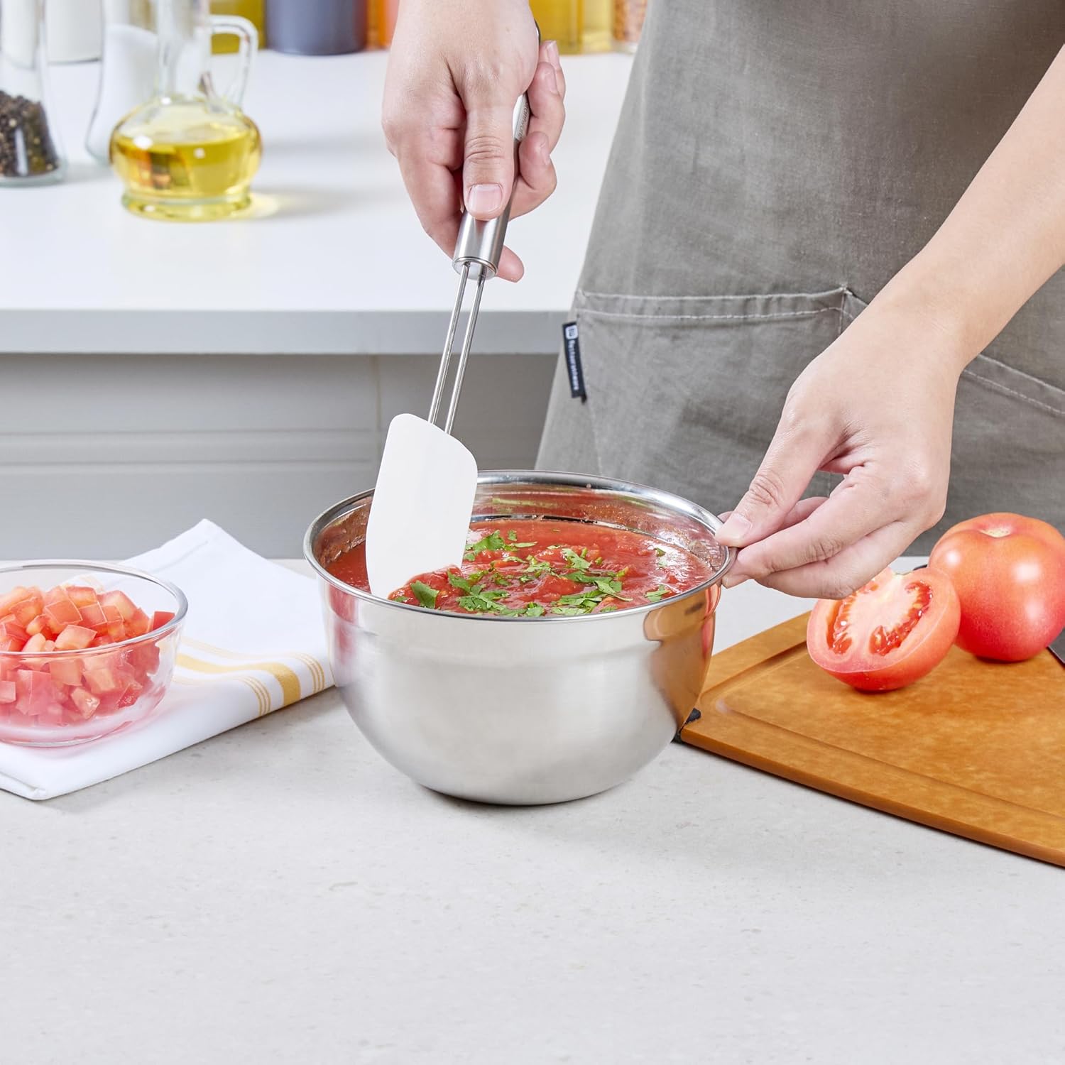 Restaurantware Met Lux 2 Quart Metal Mixing Bowls 1 German Deep Flour Bowl - Corrosion-Resistant Dishwasher-Safe Stainless Steel Metal Prep Bowl Durable For Baking And Cooking - Image 5