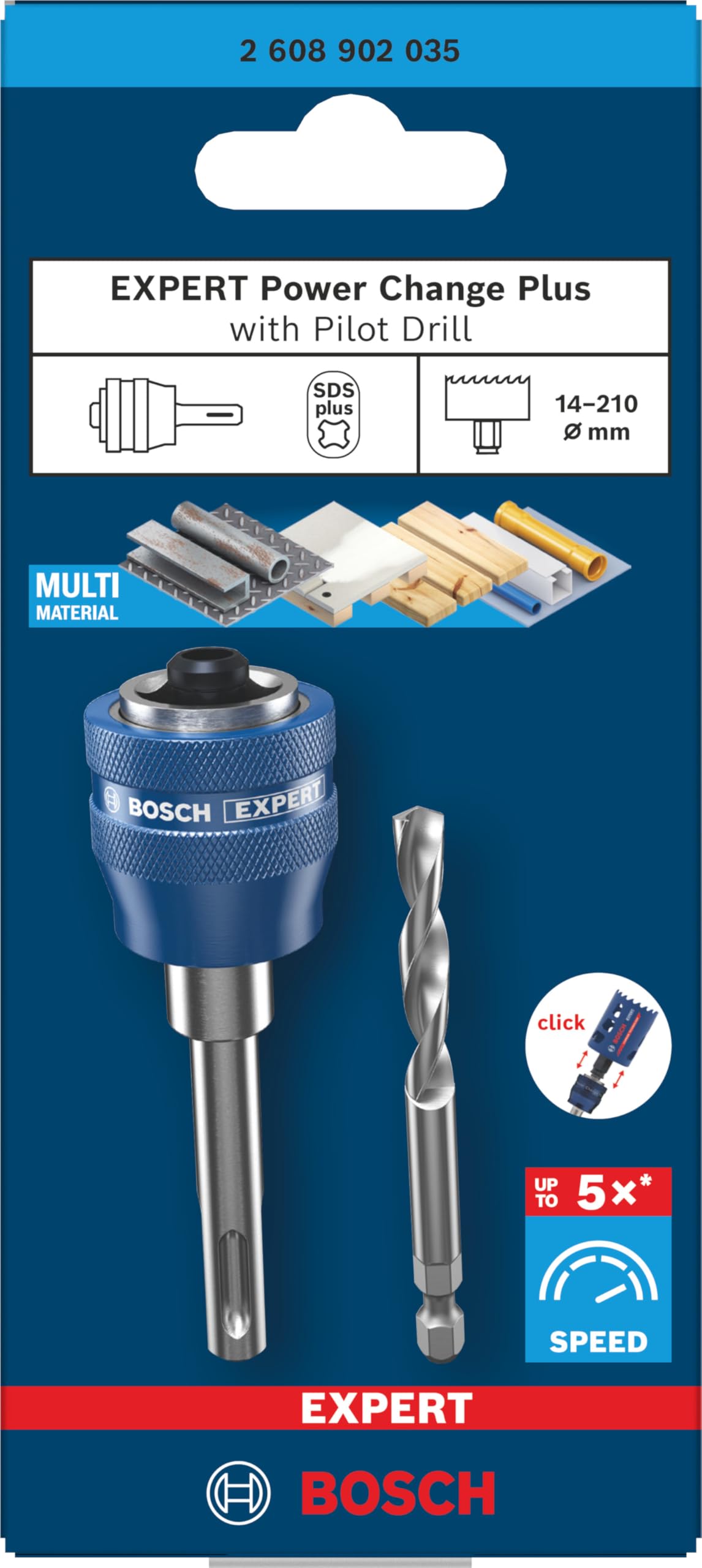 Bosch 2 x Montaggio Expert Power Change Plus con punta di centraggio (per profili e tubi in metallo, plastica, Ø 7,15 mm, Professional Accessori Trapani)