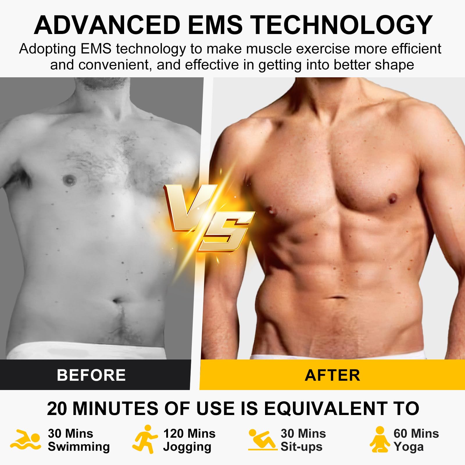 EMS Bauchmuskeltrainer,Bauchmuskeltrainer Elektrisch mit 10 Modi und 30 Intensitäten,USB-Wiederaufladbarer Tragbarer EMS Trainingsgerät, mit Nzeige des Kalorienverbrauchs,EMS Bauchtrainer