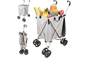 Most Functional VERSA CART Folding Shopping Cart with Wheels, Removable Canvas and Cover