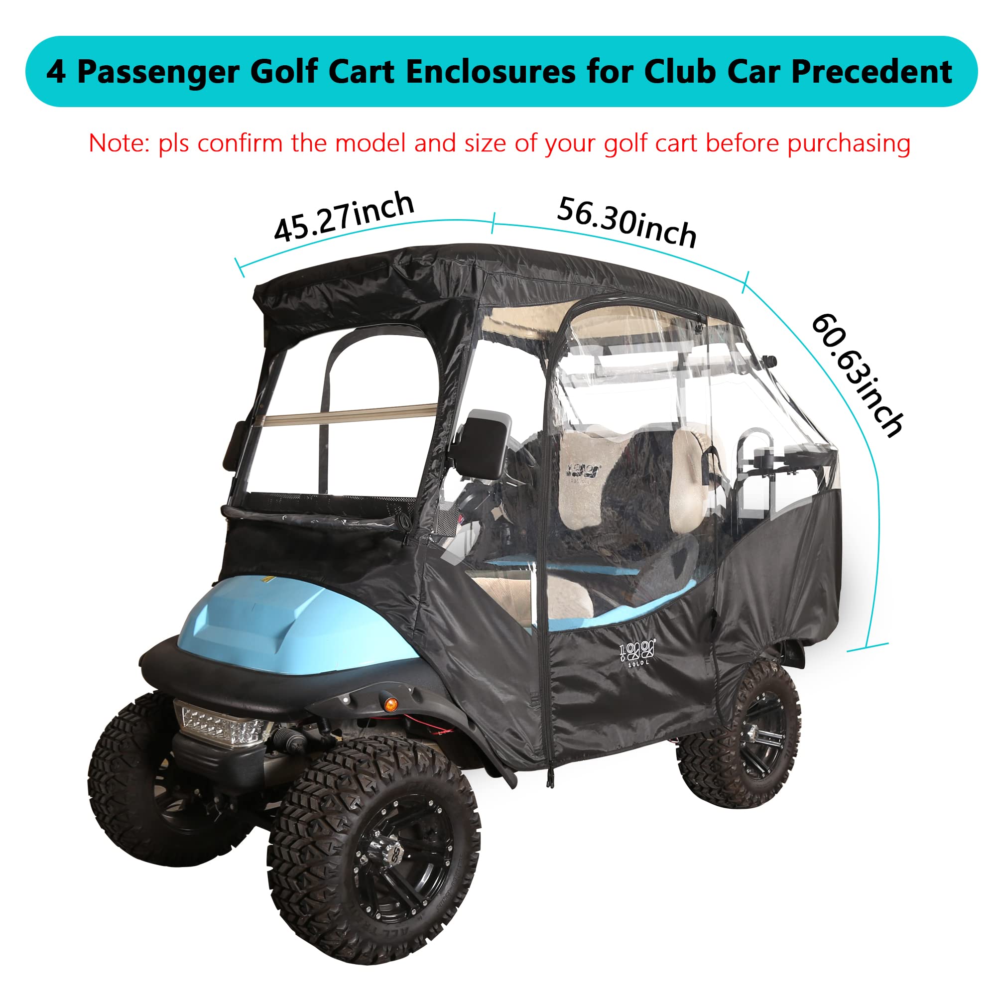 10L0L 4 Passenger Golf Cart Enclosure for Club Car Precedent with