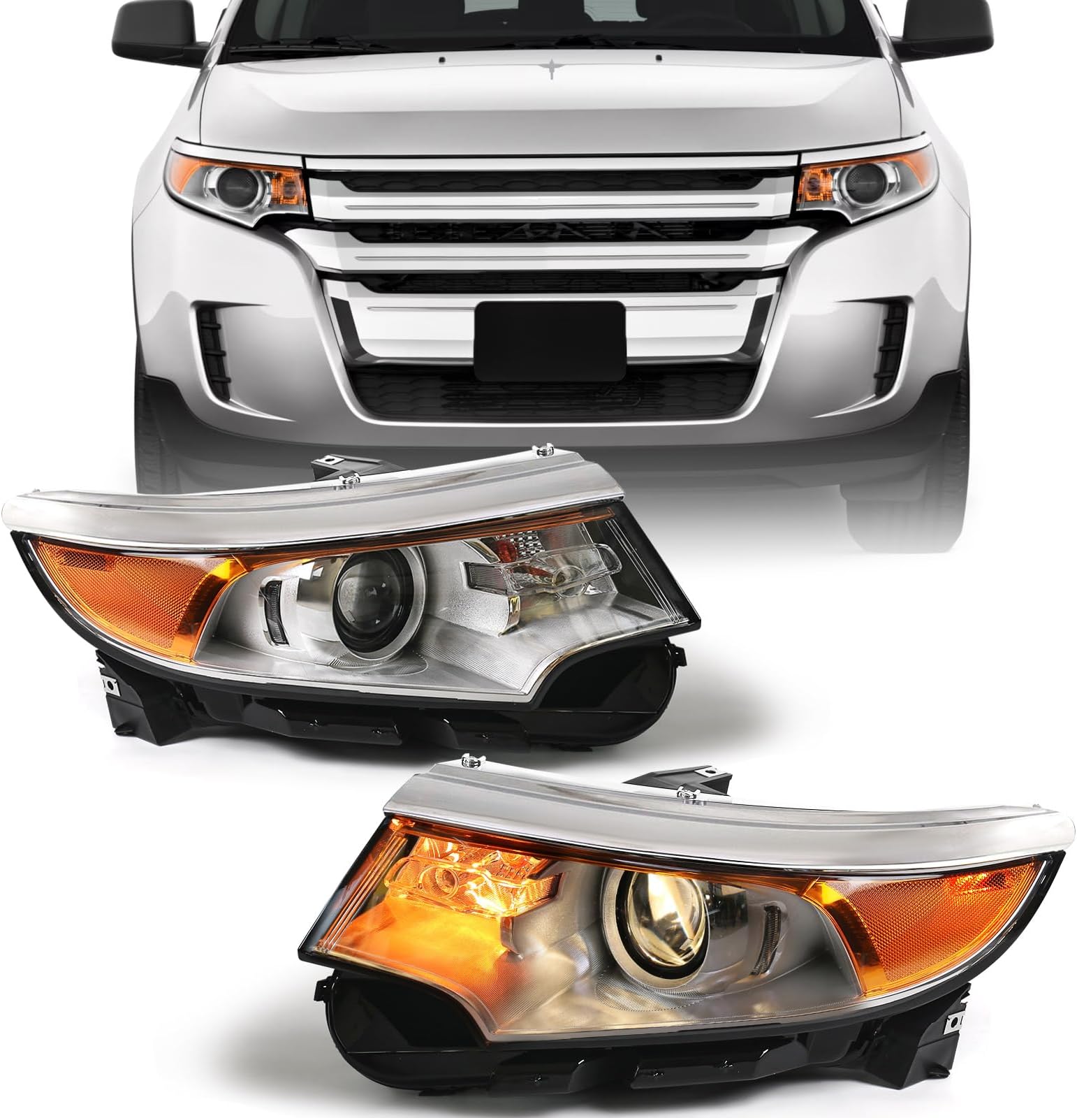 Headlight Assembly [Halogen Type Models] Fit For 2011 2012 2013 2014 Ford Edge Right