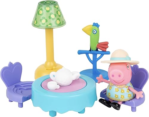 Miniatura 2 de Peppa Pig Little Rooms Tea in The Salón Tea Party - Juego de 6 piezas incluye figura de Peppa mesa sillas loro y lámpara regalo de juguete para