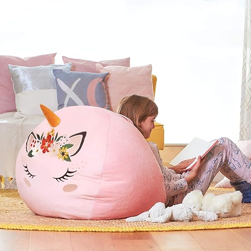 Miniatura 153 de Aubliss - Funda para organizar juguetes de felpa, se convierte en un puf cuando se rellena Se convierte en un puf para niños cuando está lleno. Aqua