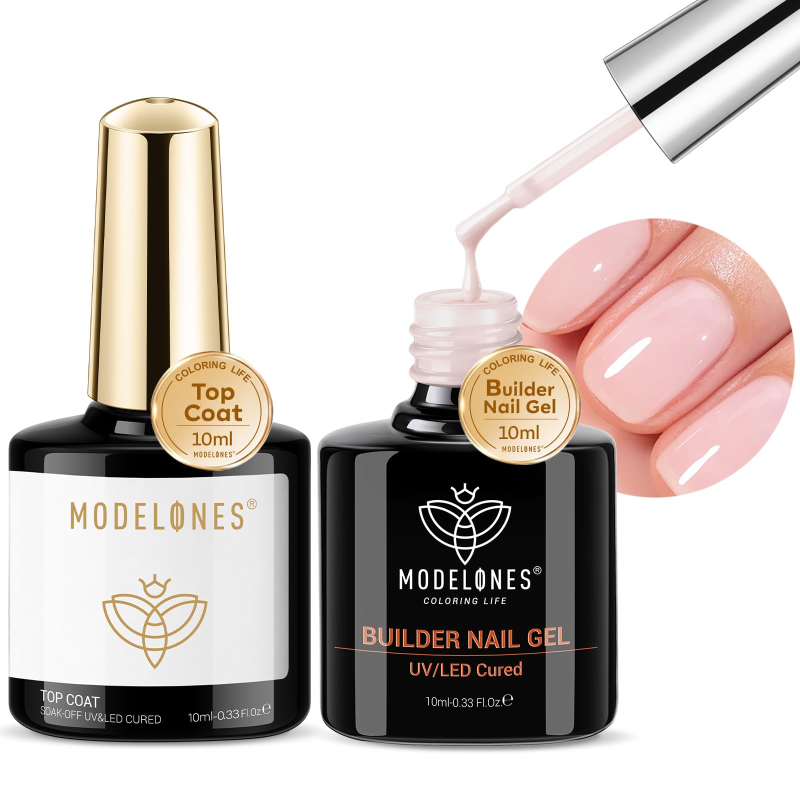 modelones Aufbaugel für Gelnägel, 8 in One Builder Gel, Nagelverstärker UV Gel für Strengthener Extension Base Nagelverlängerung, Nail Repair Base Coat Nail Art Maniküre Klar 2 Pcs