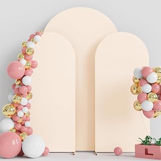 Wokceer Beige Arch Backdrop Covers Stretchy Backdrop Spandex 7.2FT, 6FT,6FT