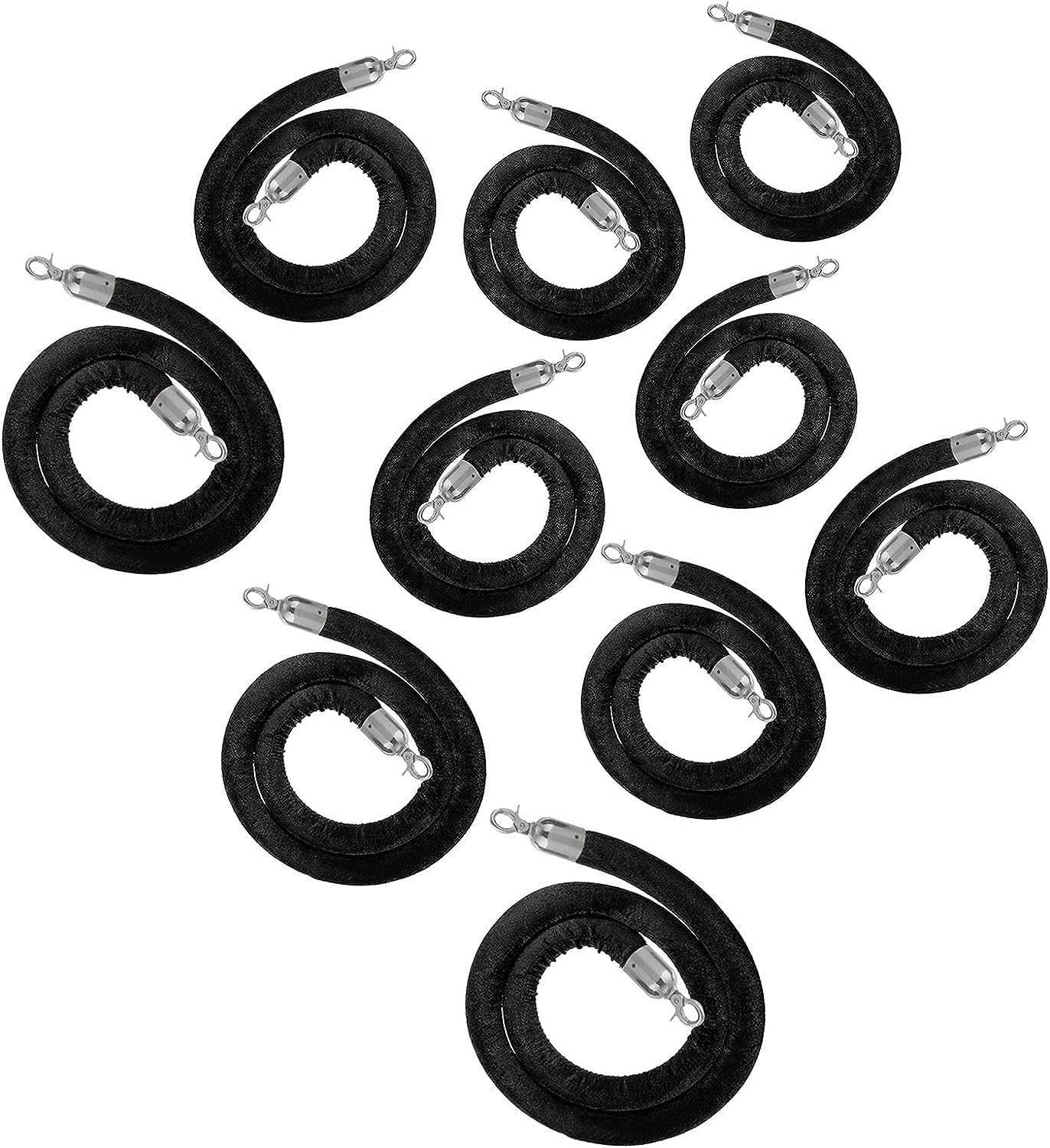 ZBBGTJK Heavy Duty Black Velvet Stanchion Rope 10 Pack 180cm/71in Queue Ber Cable for Hotel Theater Event Crowd Control – and Stylish