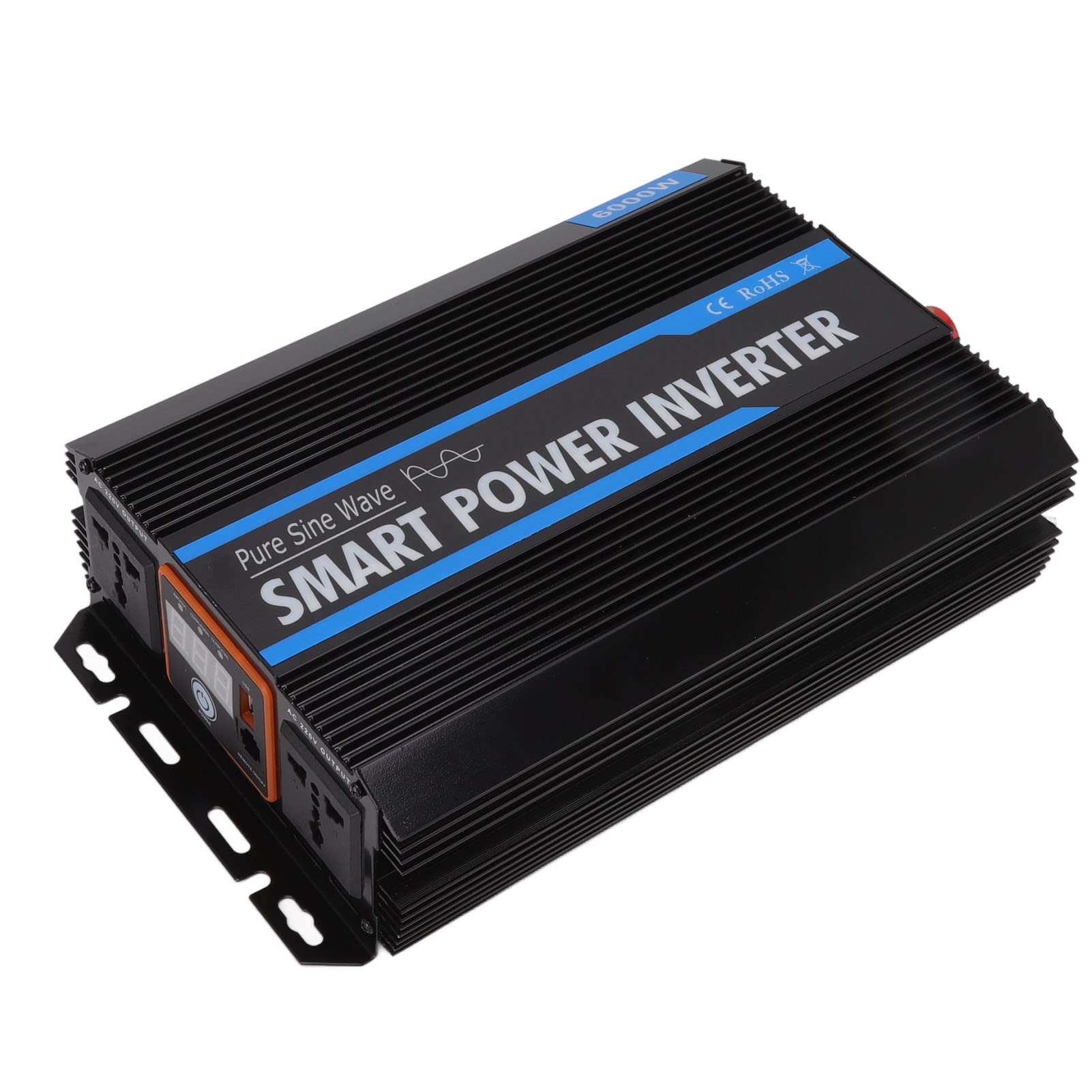Domary Inverter di Potenza da 6000 W 12 V a Onda Sinusoidale con Doppie Ventole di Raffreddamento e Interruttore Remoto per Solare Domestico