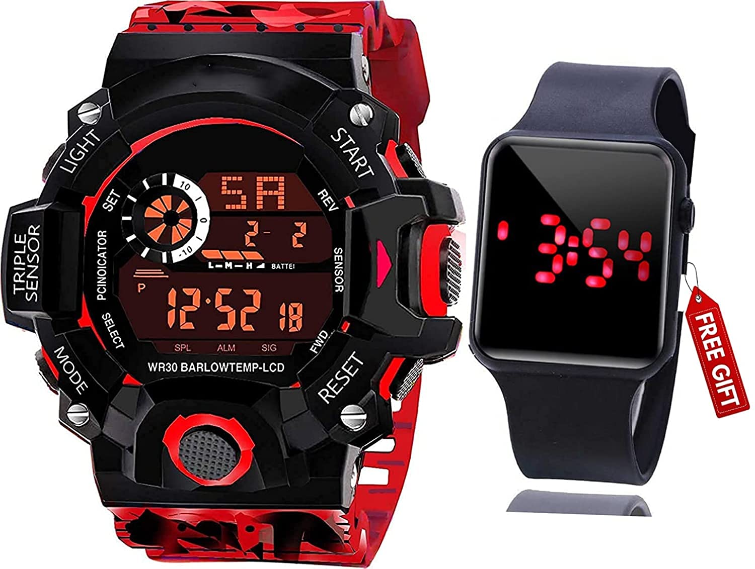 SELLORIA Sports Digital Mens Watch(Red Dial Red Colored Strap)-345345 (B08WK83SW6) Amazon Price History, Amazon Price Tracker