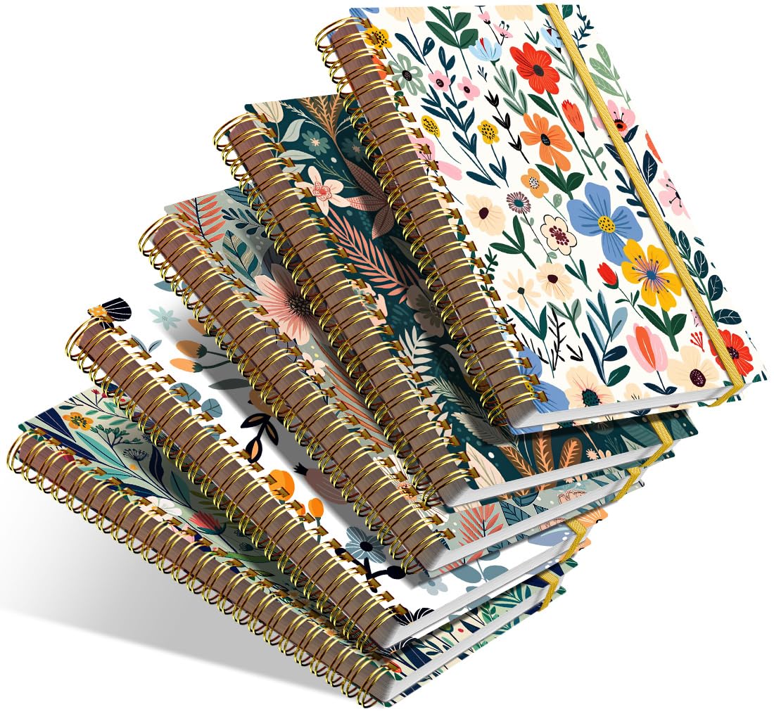 Cuadernos A5 de rayas Heveboik pack de 5 libretas florales para escribir 8