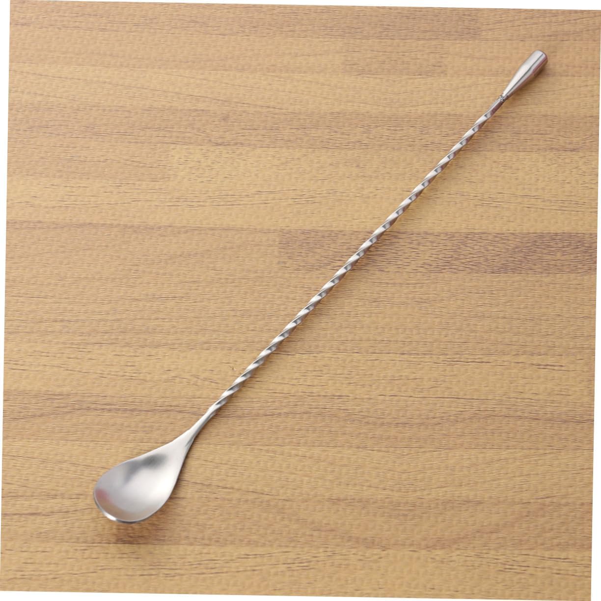 VOSAREA 2pcs Cocktail Threaded Bar Spoon Swizzle Stick Stainless Steel Long Bar Tea Stirring Stick Twisted Middle for Control Essential for Bartenders Muddler