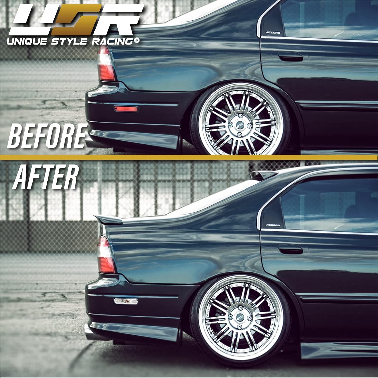 USR DEPO Rear Bumper Side Marker Lights (Left + Right) Compatible with 1994-1997 Honda Accord / 1992-1996 Honda Prelude / 1998-2002 Accord 2D Coupe Sidemarkers Lamps (White Out Crystal Clear)