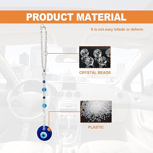 Miniatura 4 de Adorno colgante de auto de mal de ojo, dije de ojo azul malvado para espejo retrovisor de automóvil, adorno turco hecho a mano, amuleto colgante de
