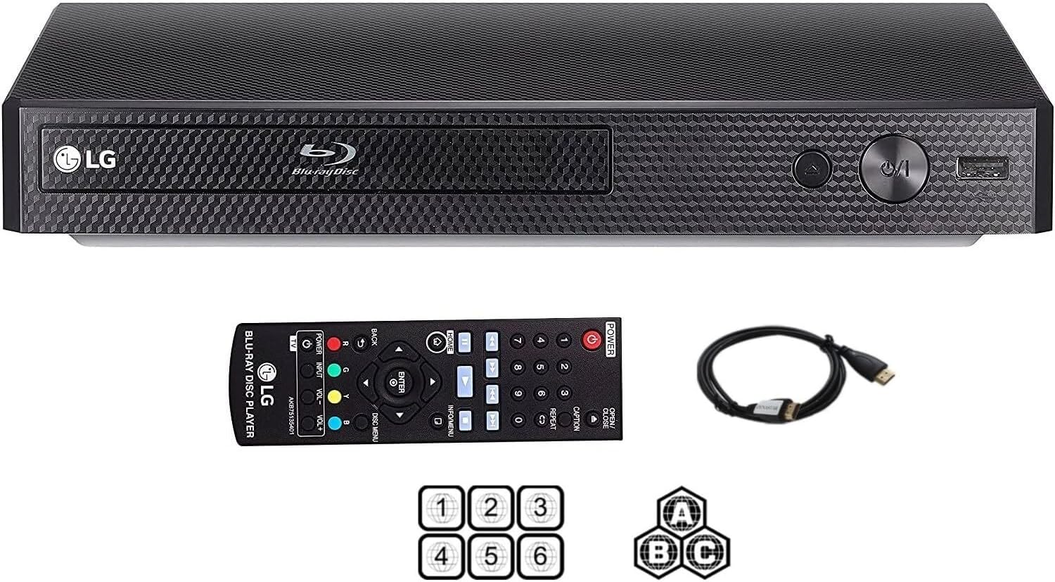 Region Free Blu-ray Player Compatible with LG BP Multi Region DVD Player 110-240 Volts with Dynastar 6 Foot HDMI Bundle