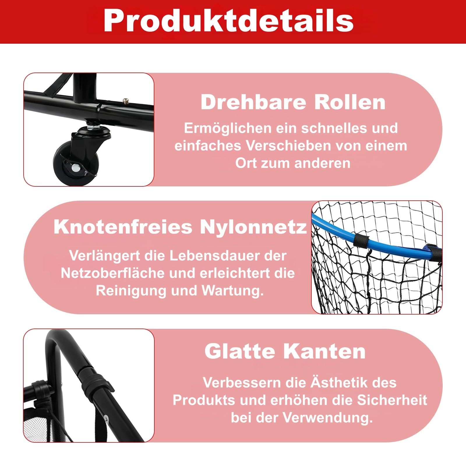 Volleyball-Setztrainer mit Rädern, Volleyball-Trainernetz Einstellbare mit 0°-90° Winkel und 1.7-3.3 m Höhe, Rebounder übungsnetz Abnehmbare mit Auffangtasche zum Schlagen, Spiken