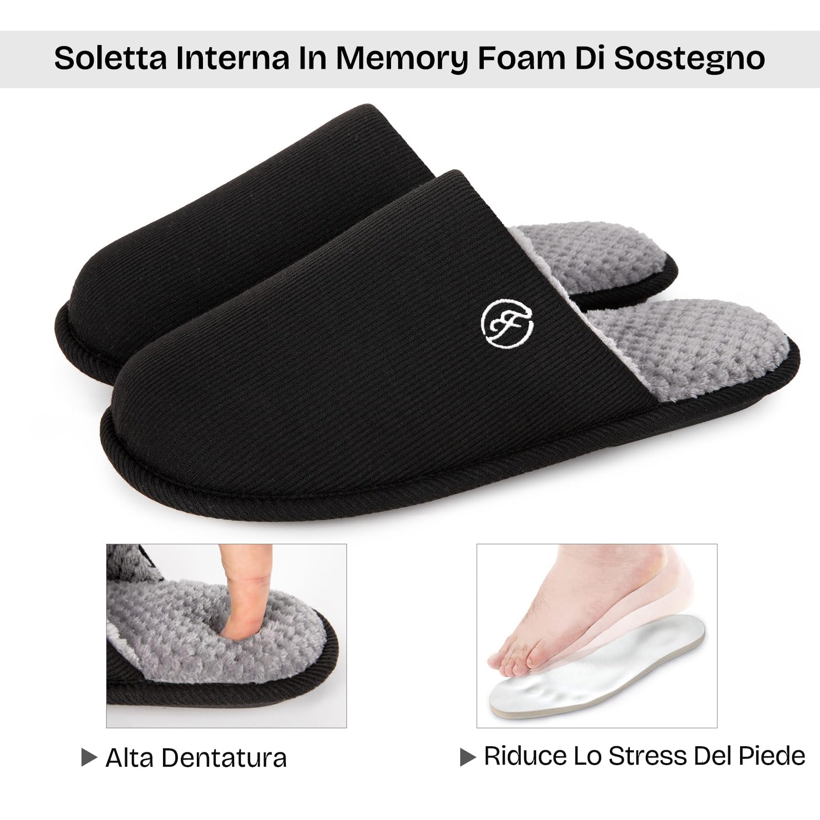 EverFoams Pantofole Classiche da Uomo in Memory Foam, Ciabatta in Spugna Traspirante