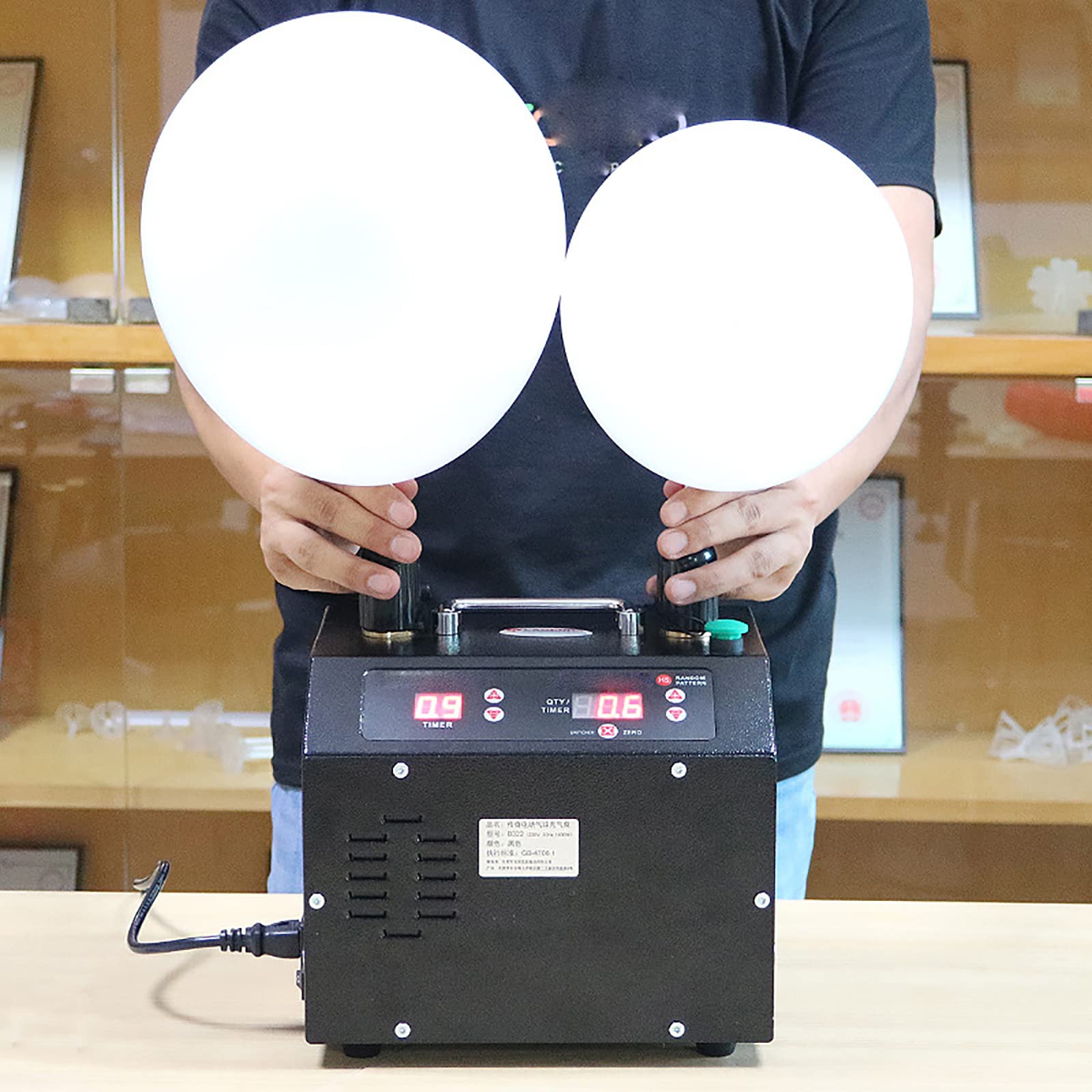 Elektrischer Ballonpumpen-Aufblaser, 1400-W-Luftballonpumpengebläse mit Zwei Düsen, Zeitfunktion und Speicherfunktion, mit Fußpedalsteuerung, für die Dekoration von Partyveranstaltungen