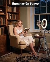 Vista 7 de SENSYNE - Anillo de luz de 10 pulgadas con soporte de trípode extensible de 50 pulgadas, luces circulares LED con soporte para teléfono