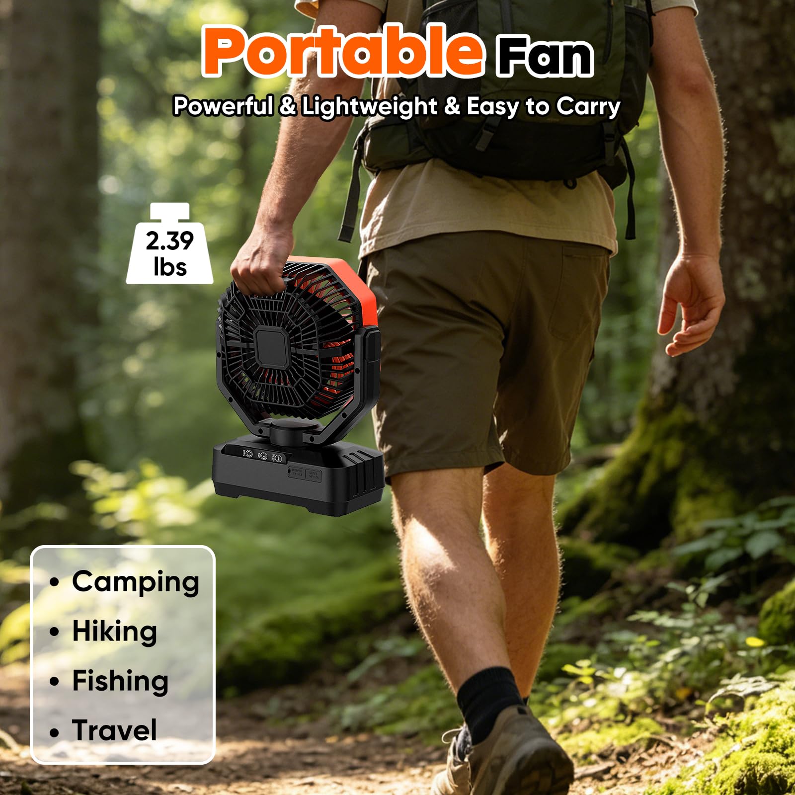 COZII Camping Ventilator 20000mAh USB Akku Tischventilator Oszillierend LED Licht Fernbedienung Haken Tragbar Leise