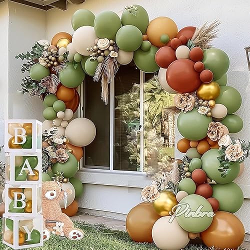 Miniatura 5 de Guirnalda de globos marrones y verdes, verde salvia, marrón, blanco, arena, beige, dorado, kit de arco de globos para baby shower, bosque y baby
