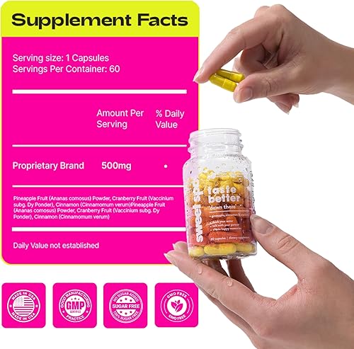 Miniatura 4 de Sweet Spot - Suplemento de salud vaginal de piña y arándano, 60 cápsulas, refresca el sabor, promueve el equilibrio femenino, el equilibrio del pH