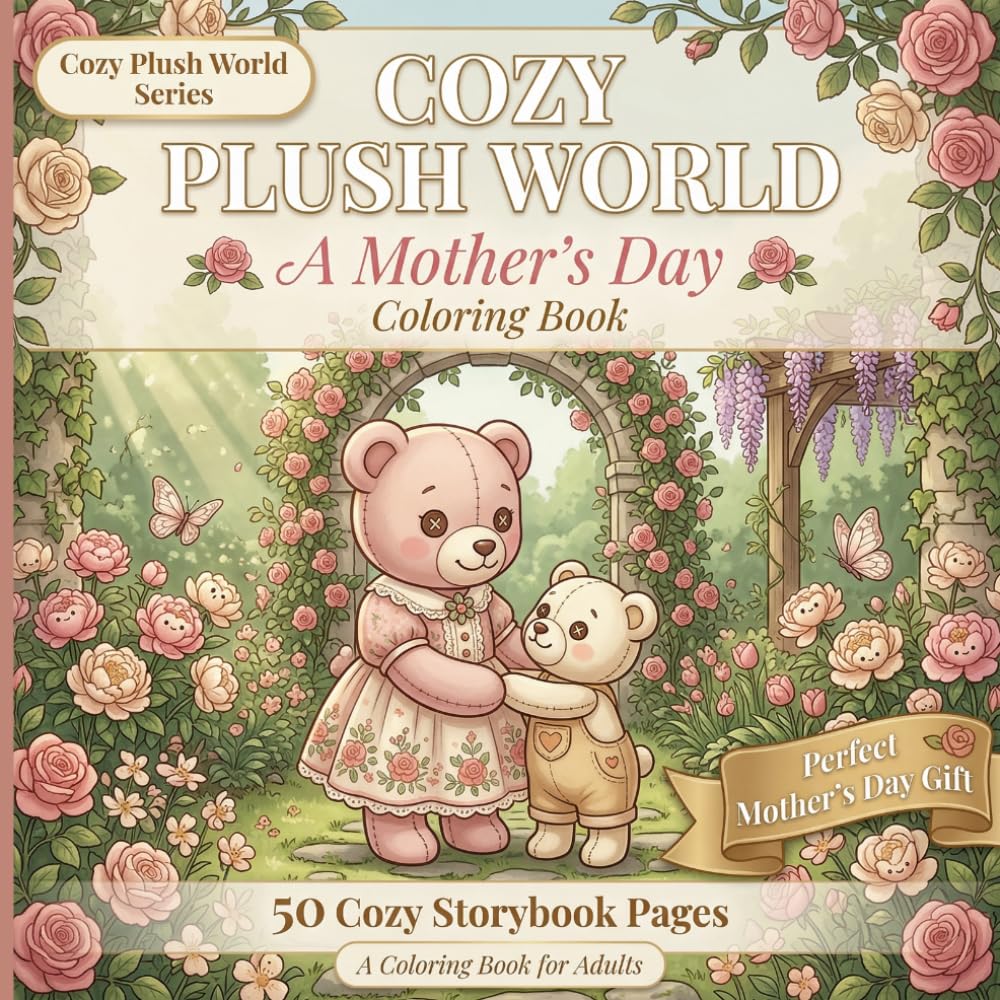 Cozy Plush World: A Mother's Day Coloring Book: 50 Cozy Storybook Coloring Pages for Adults Featuring Adorable Plush Bears in Whimsical Scenes — The Perfect Mother's Day Gift for Mom
