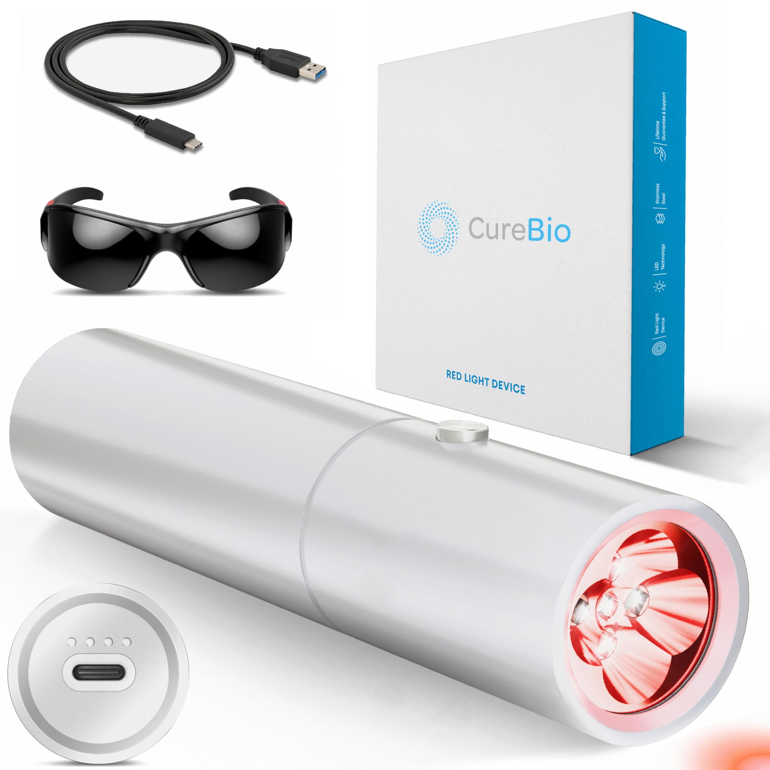 Linterna de luz roja, NIR y azul (blanca), portátil, 5 LED