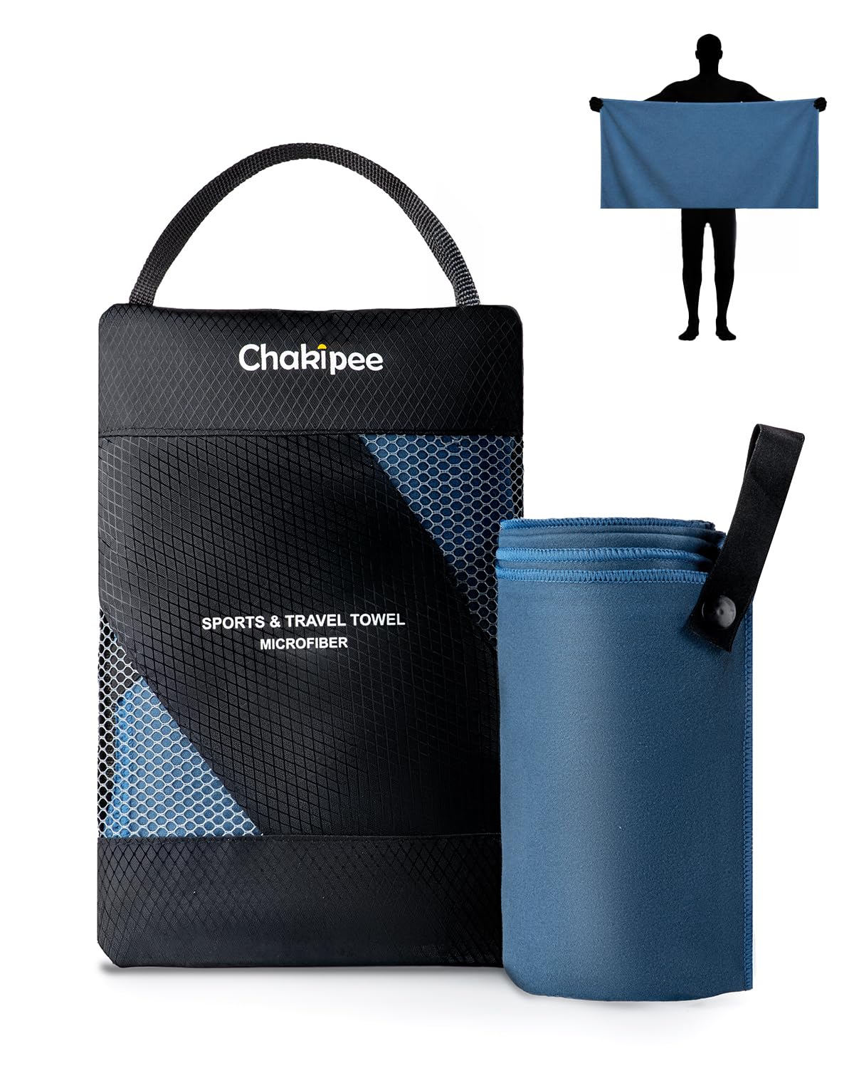Chakipee Quick Dry Microfibre Towels Travel & Camping Microfiber Towel. Fast Drying, Super Absorbent & Ultra Compact for Travel, gym, sports, camping, Beach & hiking, 1 Pack, 120 x 60cm, Navy Blue