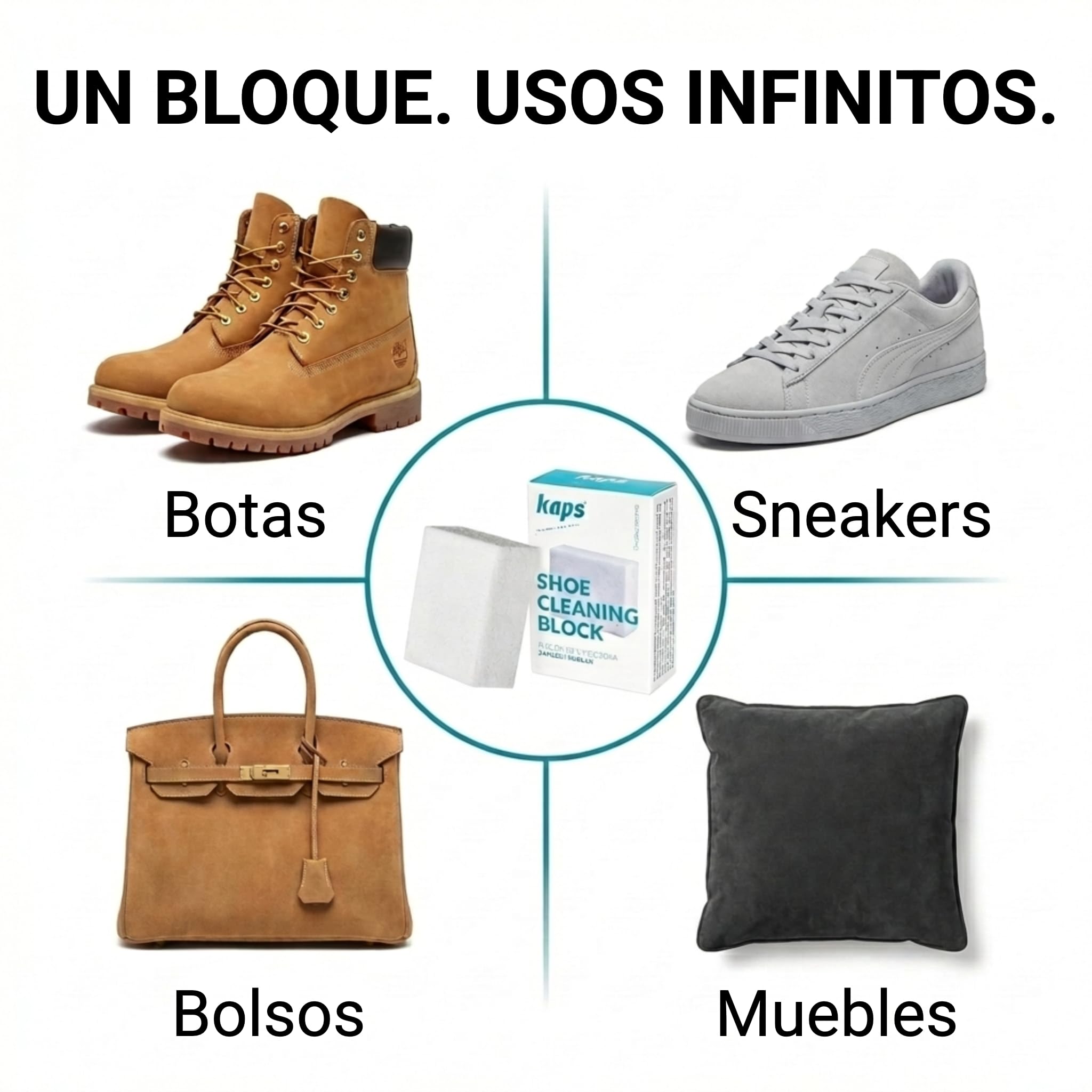 Calidad Nubuck y Borrador de Gamuza, removedor de Manchas, Limpiador de Goma, Zapatos Accesorios de Cuero Tapicería de Asientos de automóviles, Bloque de Kaps