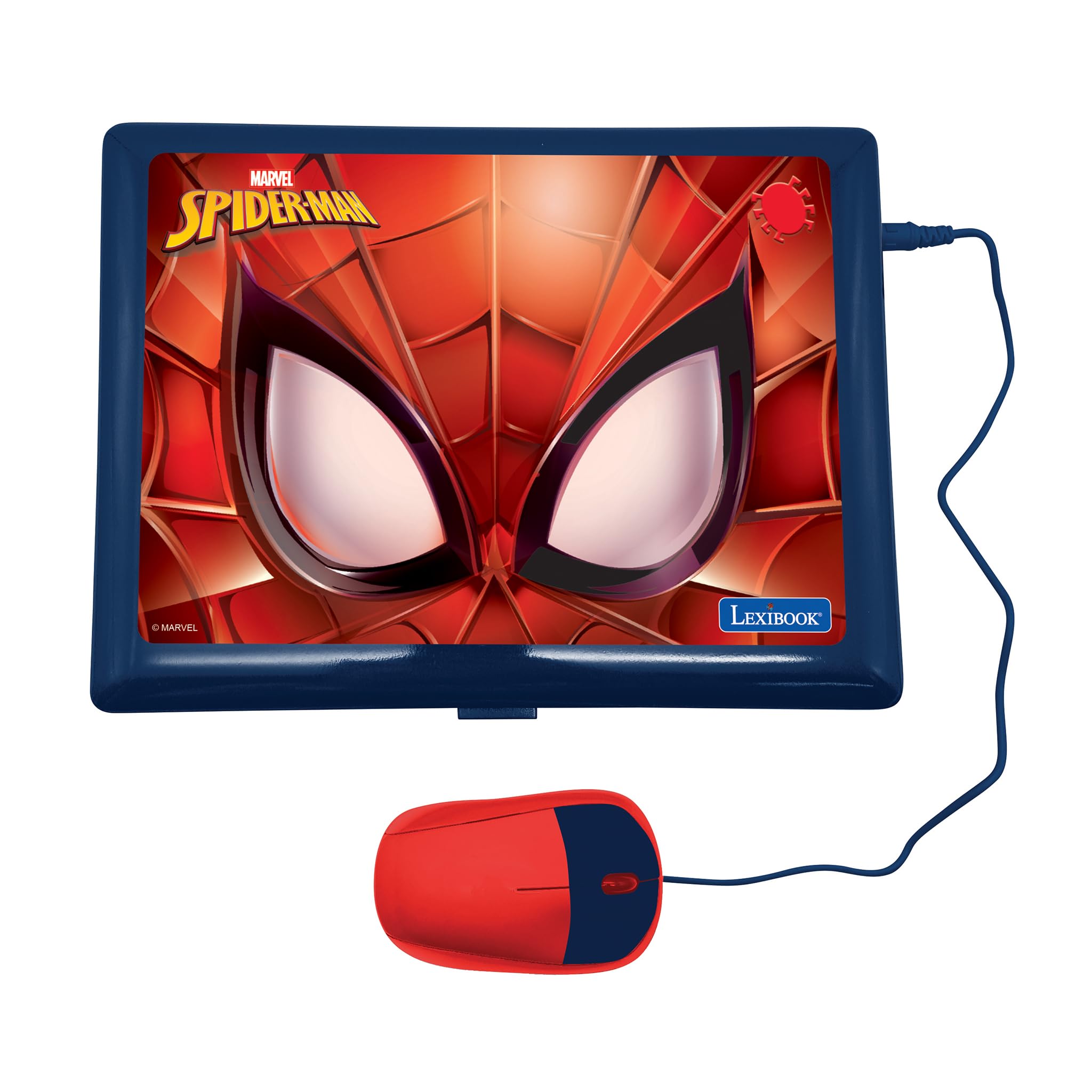 Lexibook Spider-Man zweisprachiger Laptop Spanisch/Englisch 170 Aktivitäten Spielzeug für Kinder blau/rot JC599SPi2