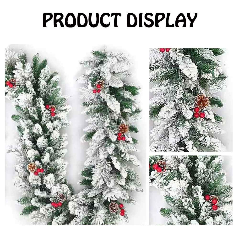 Surwin Ghirlanda di Natale Decorazioni Illuminato con Luci A LED, Argento Artificiale Rattan Natalizio a Batteria con 8 modalità Luminose per Feste di Festive Christmas (Rattan +Bianco Caldo,2.7m)