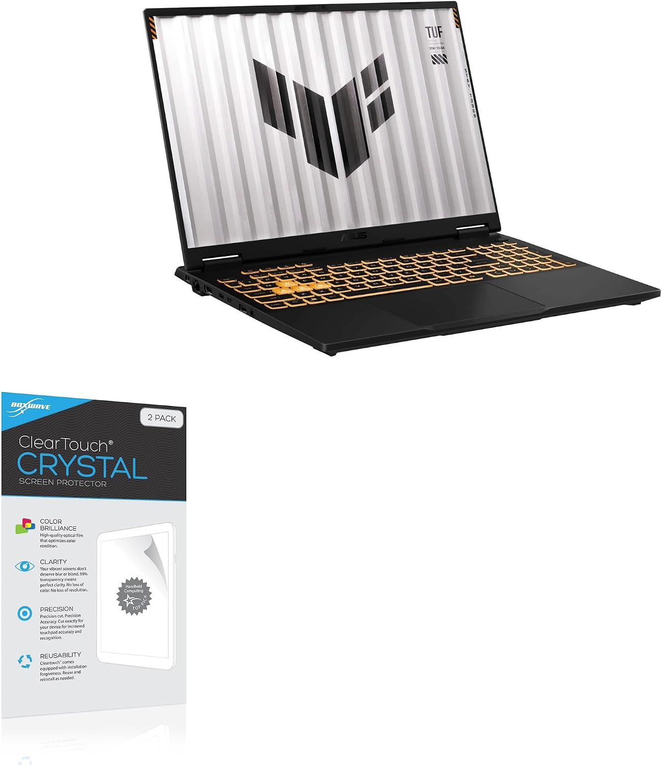 BoxWave Screen Protector Compatible with ASUS TUF Gaming F16 Model FX608JMR (16 in) - ClearTouch Crystal (2-Pack), HD Film Skin - Shields from Scratches
