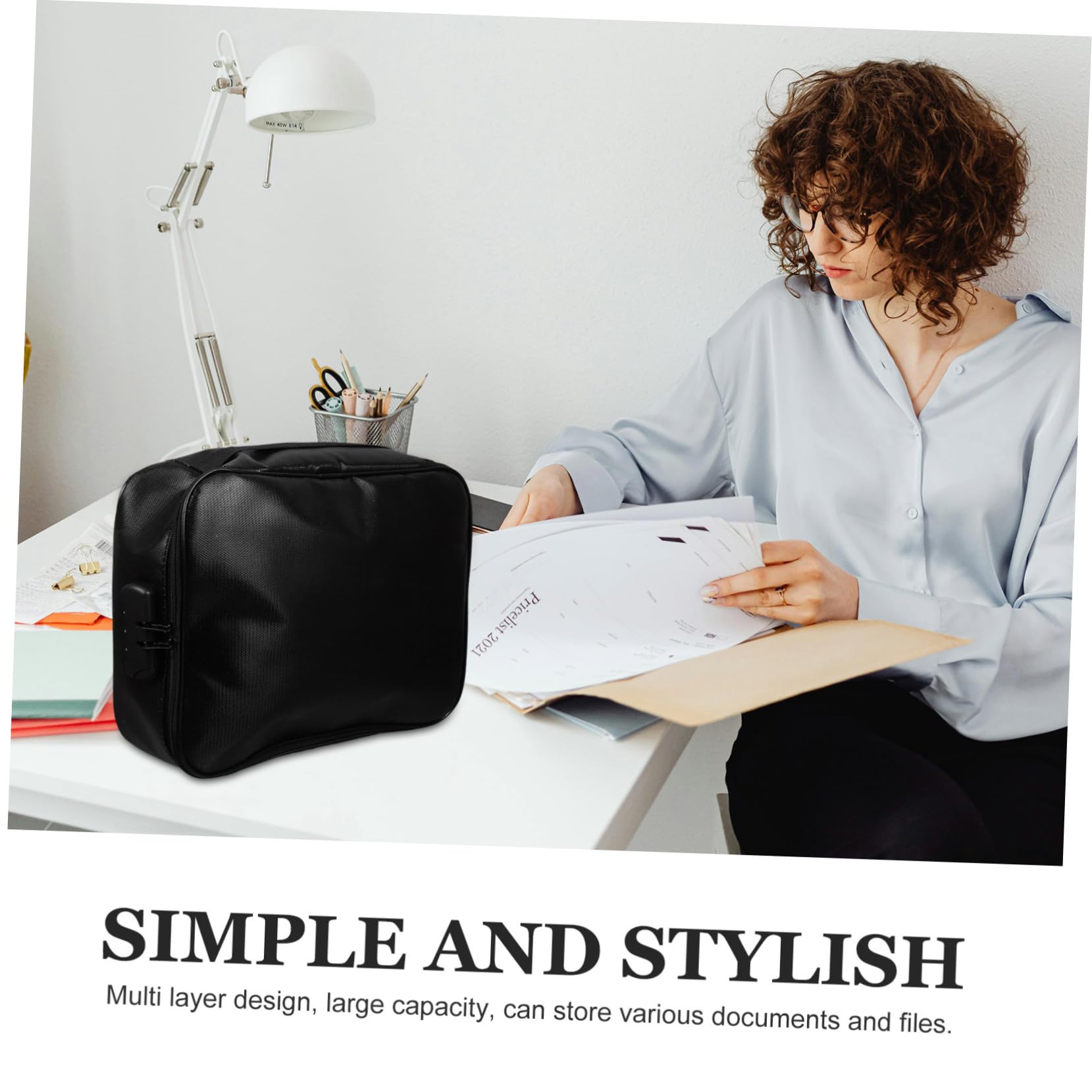 Borsa Portadocumenti Ignifuga Nera, Design Multistrato per Viaggio | Chiusura Password, Tessuto in Fibra di Vetro, Uso Quotidiano e Archivio