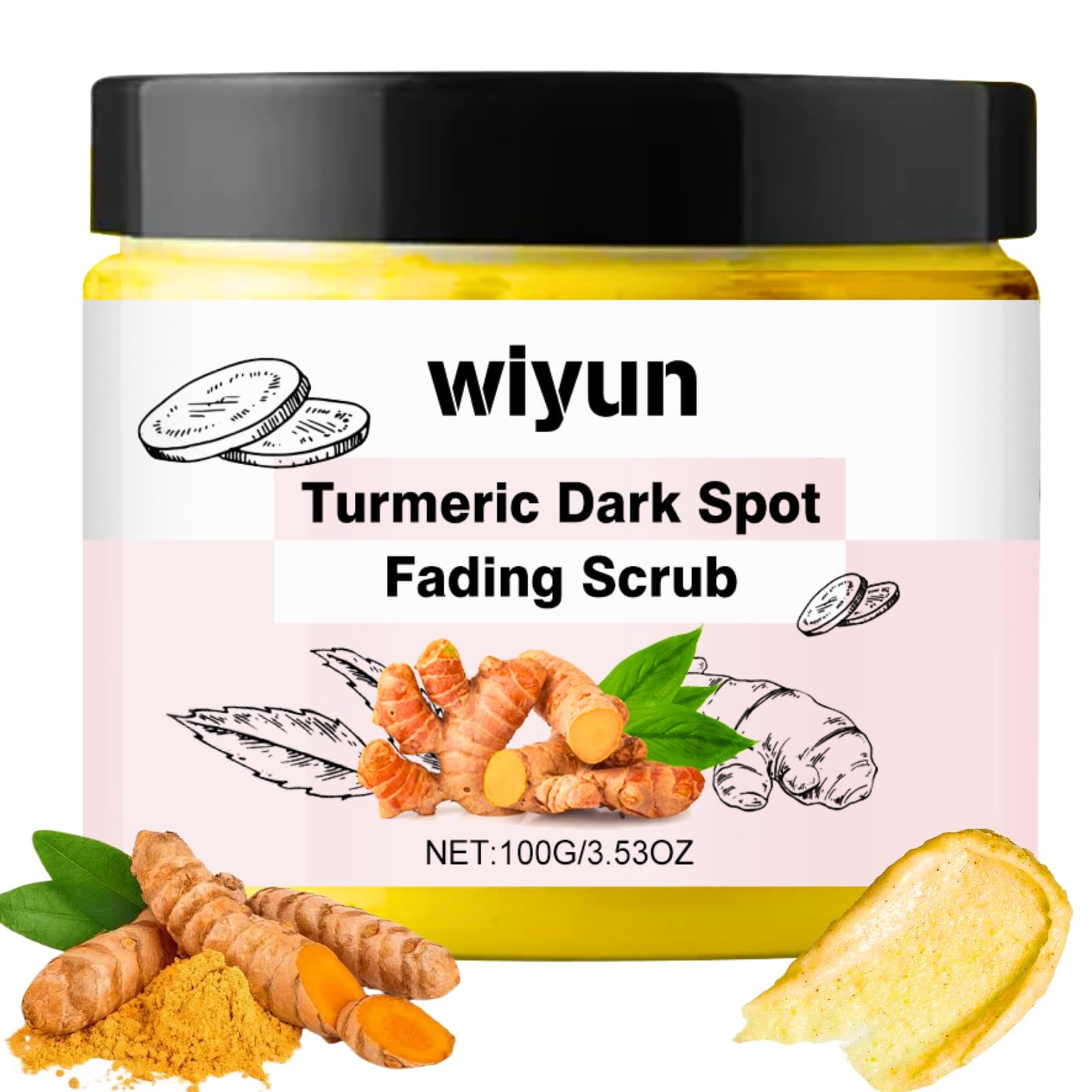 KASTWAVE Exfoliating Body Scrub with Turmeric, Natural Deep Cleansing Body Exfoliator, Helps with Moisturizing Skin, Acne, Cellulite, Dead Skin Scars, Wrinkles