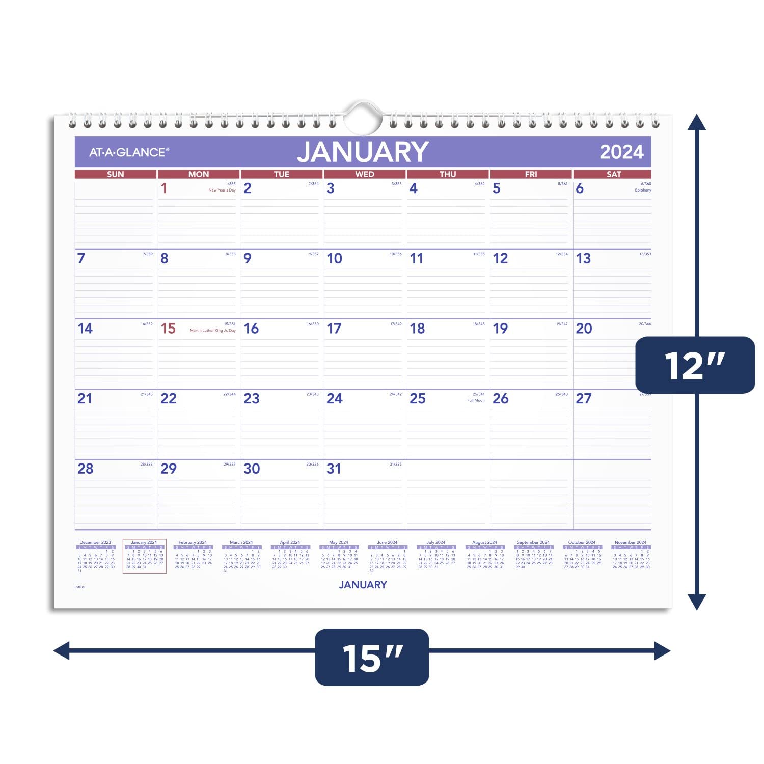 AT-A-GLANCE Wandkalender 2024, 38,1 x 30,5 cm, mittelgroß, monatlich (PM82824)