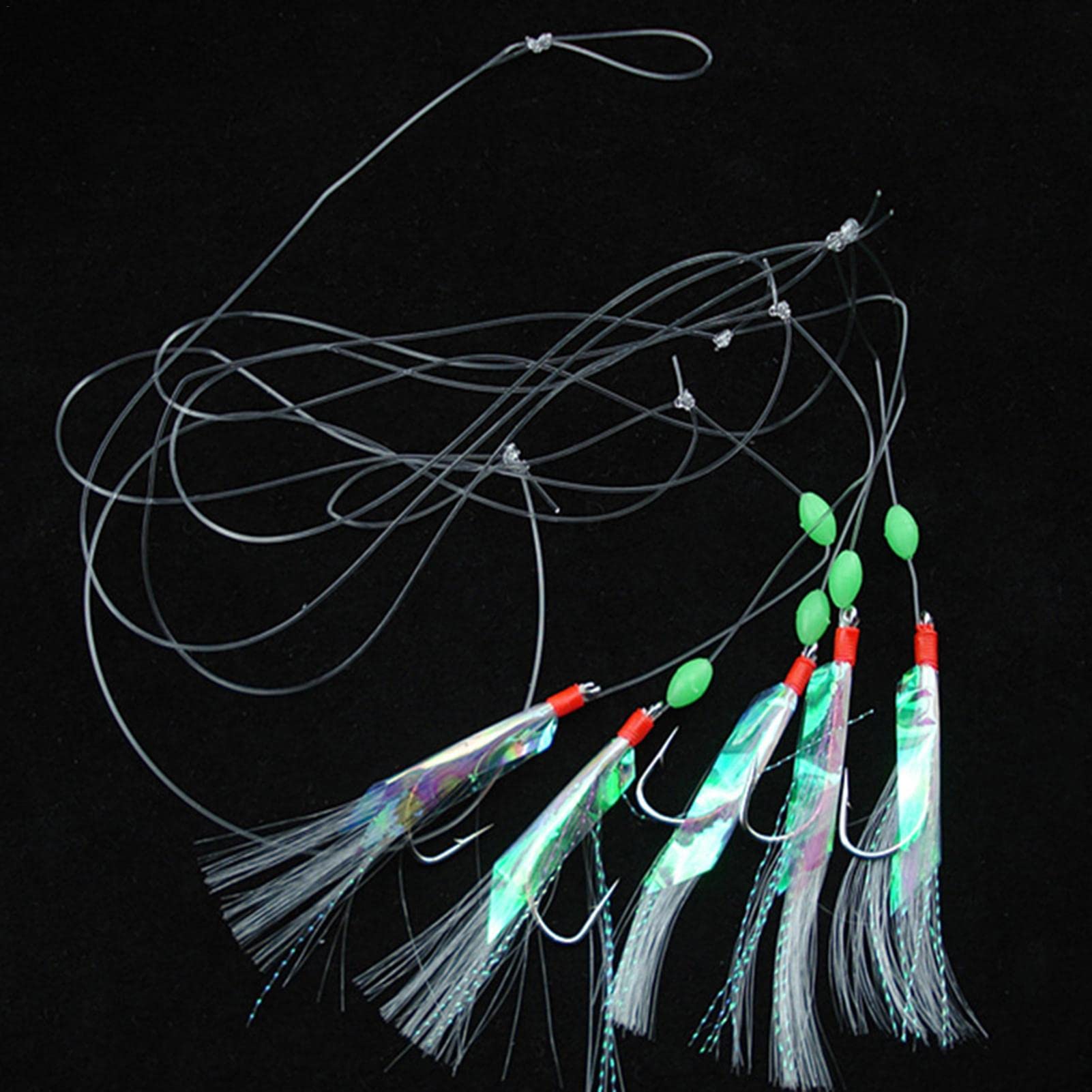 36 Stck Makrelenfeder-Rigs Mit Leuchtenden Perlen  Angelhaken Set Fr  Makrele, Hering & Barsch