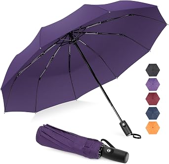 ZOMAKE Travel Umbrella Compact - 10 Ribs Portable Collapsible Umbrellas for Rain Windproof - Paraguas Automatic Small Folding Umbrella Lightweight Packable Umbrella for Women Men