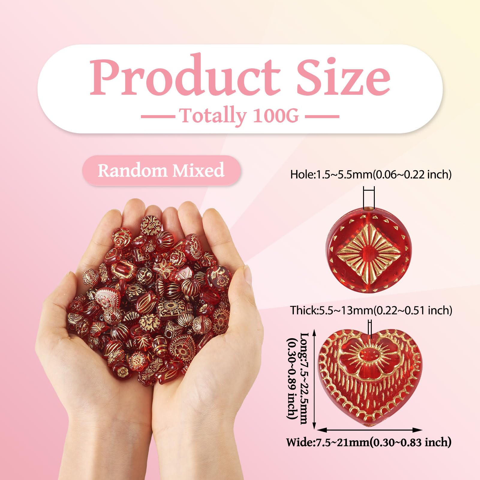 Spritewelry 100G Acrylic Beads Assorted Round Heart Flower Leaf Loose Beads Metal Enlaced Spacer for DIY Bracelets Necklaces Keychain Jewelry Making - Image 3