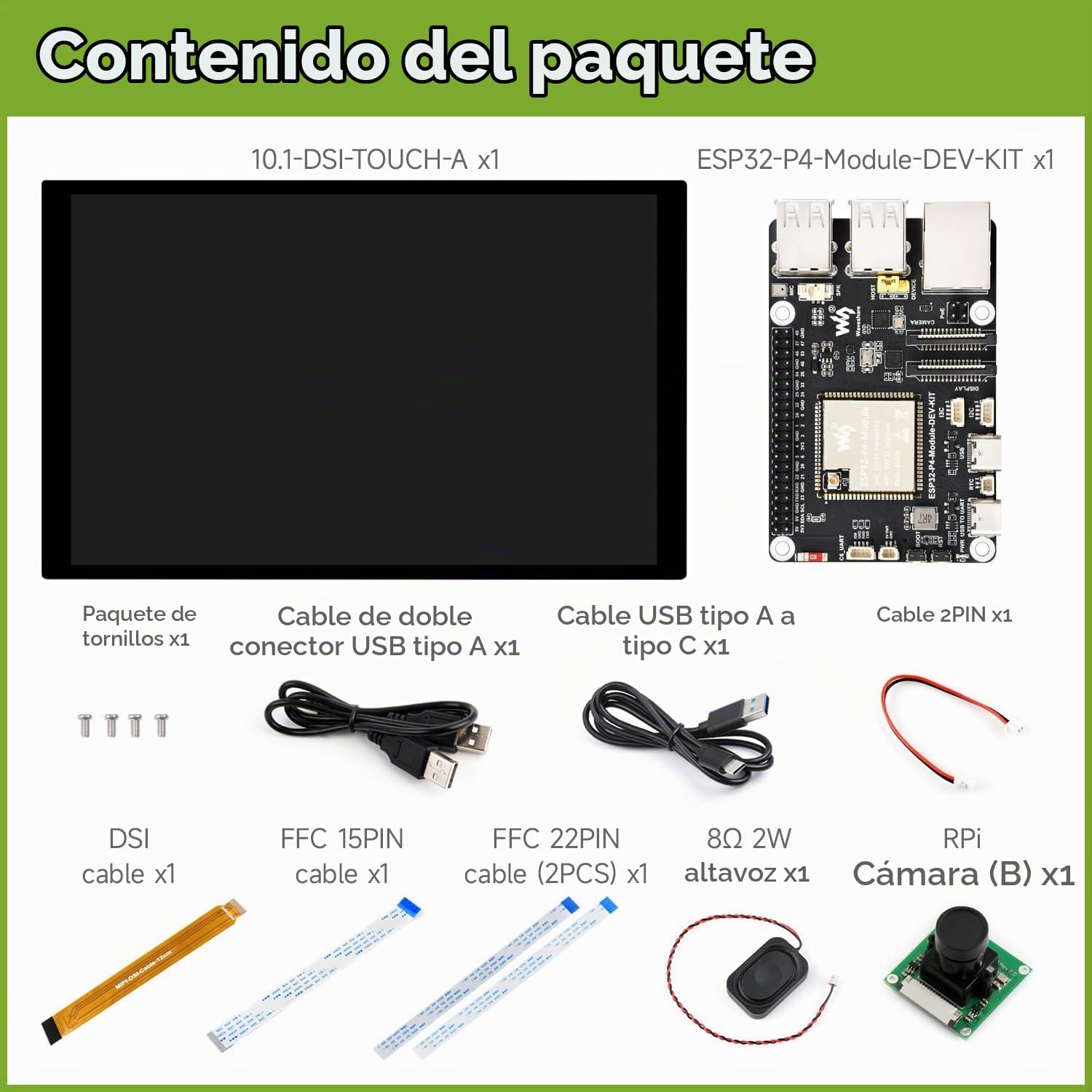 Waveshare ESP32-P4-Module-DEV-KIT-C, ESP32-P4-Module High-Performance Development Board, Based On ESP32-P4 & ESP32-C6, Supports Wi-Fi 6 & BT5/BLE, with Speaker & RPi Camera(B) & 10.1" DSI Touchscreen