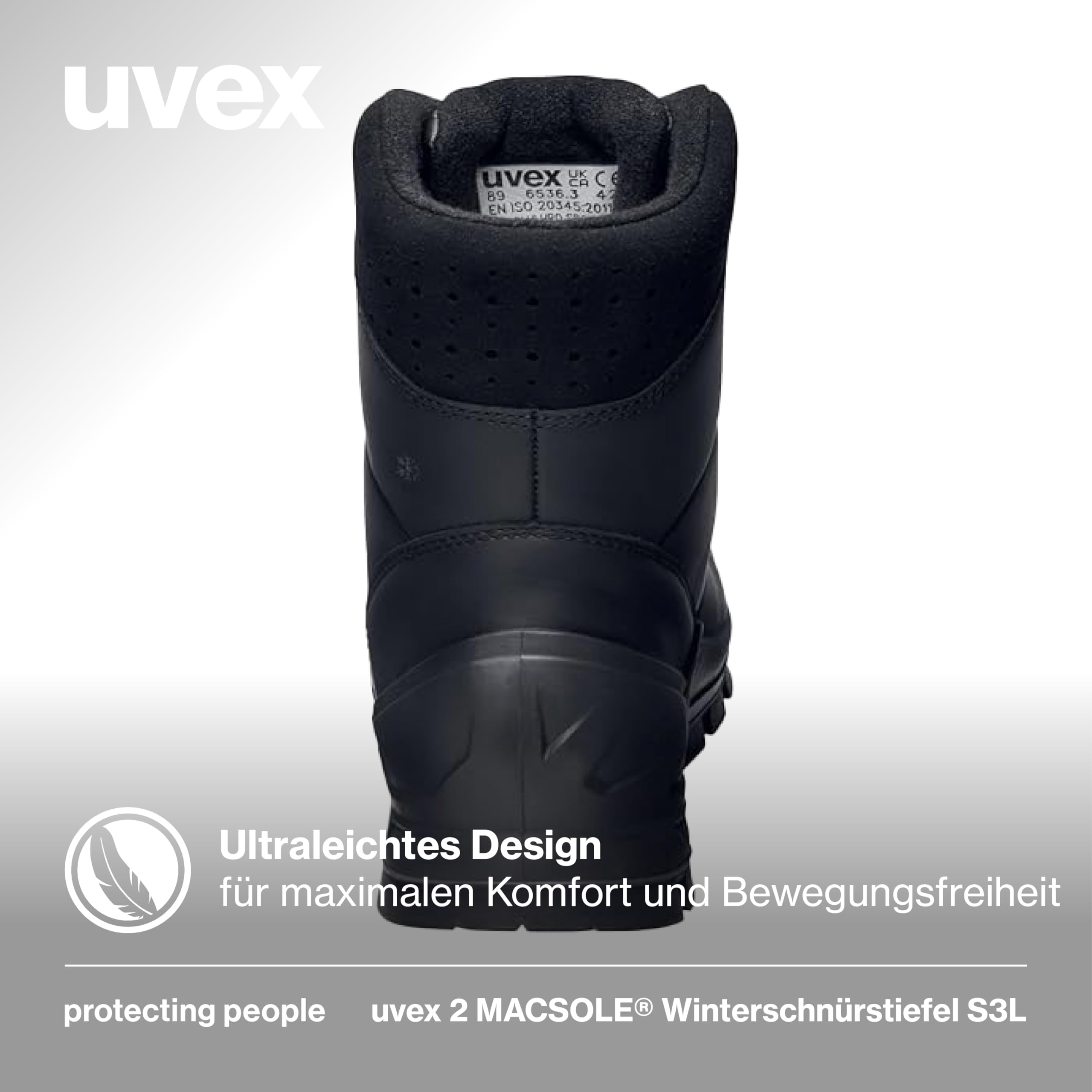 Uvex MACSOLE® - 2 stivali invernali S3L CI HI HRO SR con sistema BOA® Fit – scarpe di sicurezza – stivali di sicurezza – suola in gomma resistente al calore, agli agenti chimici e al taglio –
